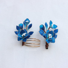 Gradual-Shape Hairpin with Fluffy Flower Hairpin Handmade Hair Accessory