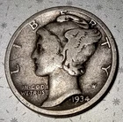 1934 Silver Mercury Dime 92-Year-Old U.S. Coin VG/F