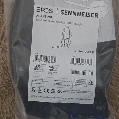 EPOS Sennheiser ADAPT 261 Bluetooth Headset USB-C Dongle Double Boom Mic Black