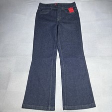 NEW Spanx Kick Flare Jeans Womens Medium Raw Indigo Pull On Stretch Denim NWT