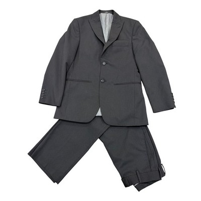 Haggar by Enterprise Mens 2 Piece Suit 36R 32x30 Charcoal Black Pinstripe Notch