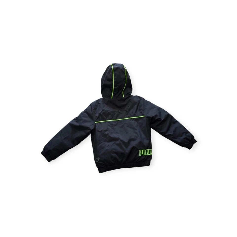 Puma Jacket Youth Boys Size 4 Gray Green Hooded Winter Coat - Image 2 of 4