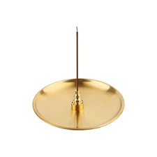 3 in 1 Incense Burner 5.5 Inch Brass Holder for Sticks ＆ Coil Gold
