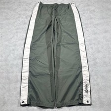 Vintage Y2K Nike Button Snap Breakaway Mens Track Pants XL Green White Stripe