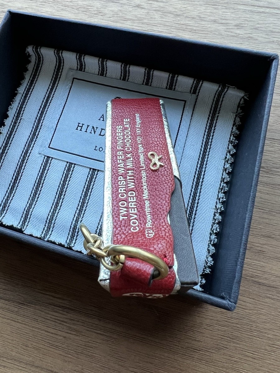 Anya Hindmarch Kit Kat Kitkat Charm Keychain Red Leather Bag Charm