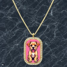 Stunning Cute Dog Puppy Pendant Necklace Picture Design Refined Gold Tone Nice
