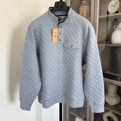 Faherty Epic Quilted Fleece Ocean Wind Heather Pullover XXL NEW Blue 1/4 Sweater