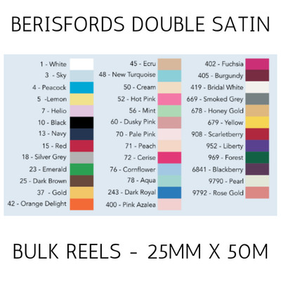 Bulk Rolle - Berisfords Doppelsatinband 25 mm x 50 m
