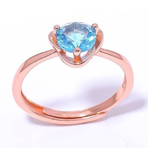 Authentic Blue Topaz Gemstone Rose Gold Plated Ring Adjst C7382-7_3