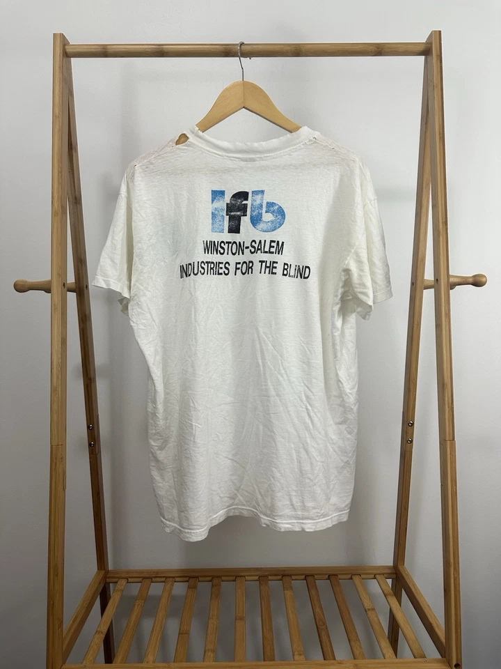 Camiseta De Colección Años 90 IFB Industries Of The Blind Desteñida Algodón Desgastada L Foto 2 de 4