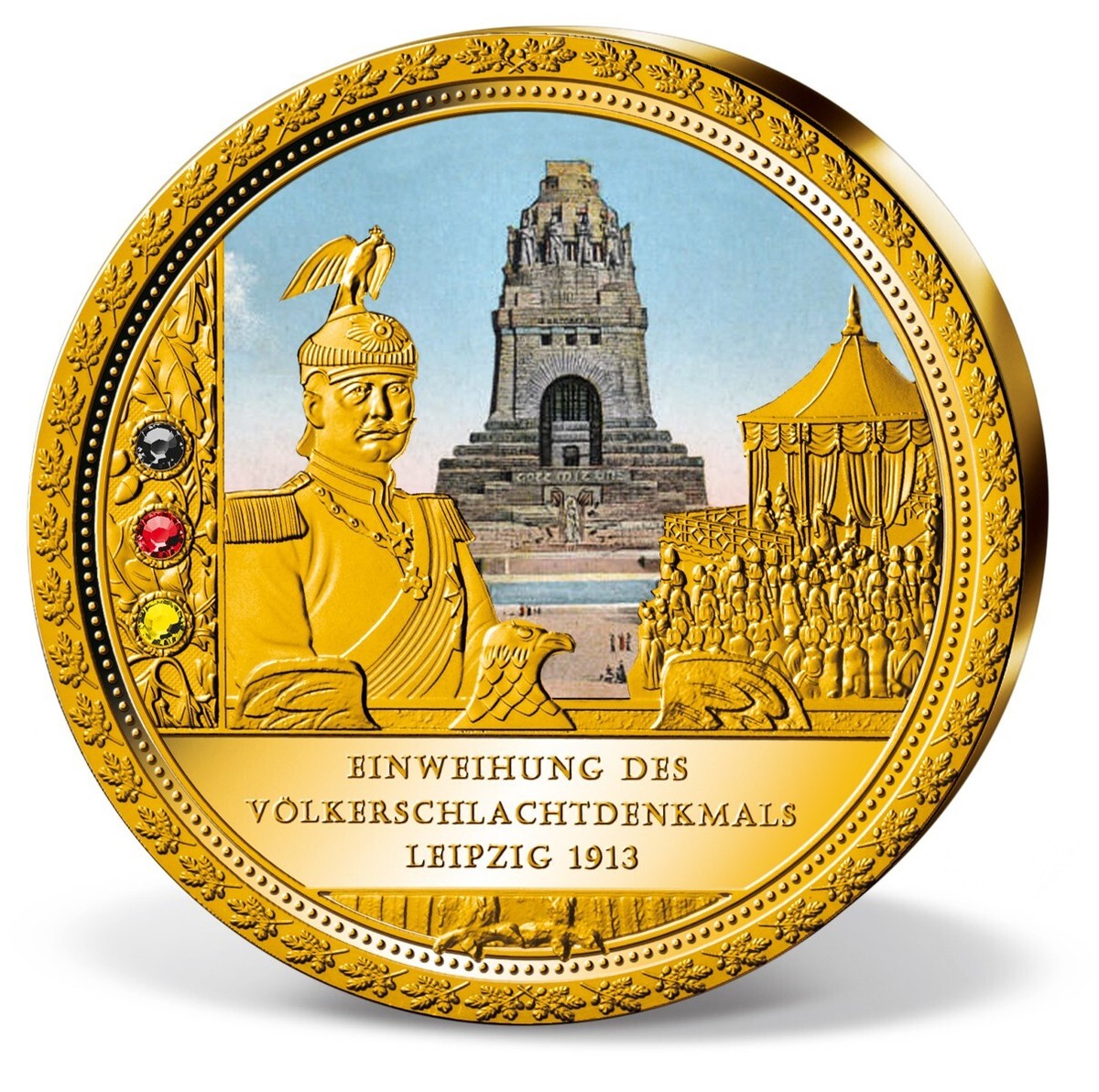 Völkerschlachtdenkmal 1913 - 110 GRAMM - 70 MM MEDAILLE - VERGOLDET | eBay. de