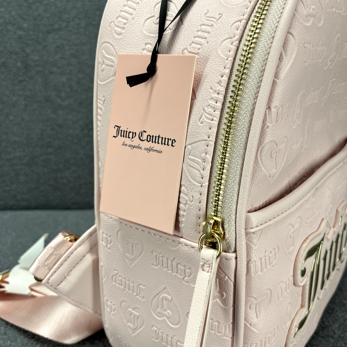 Juicy Couture Backpack Medium Powder blush pink gold Logo | eBay display picture 2