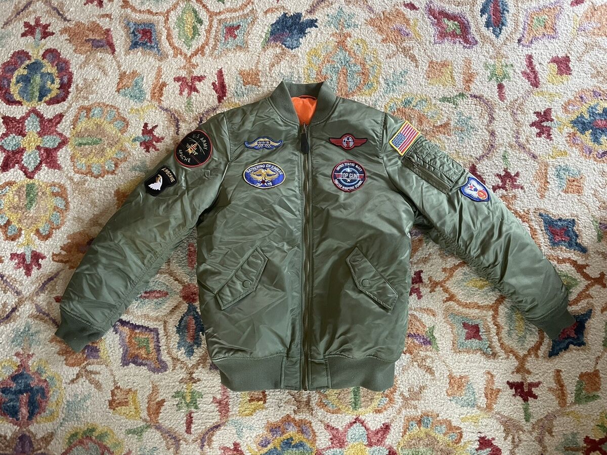 Top Gun Jacket ALPHA INDUSTRIES Full-zip MA-1 Bomber Flyer's Top Gun Jacket ALPHA INDUSTRIES Full-zip MA-1 Bomber Flyer's