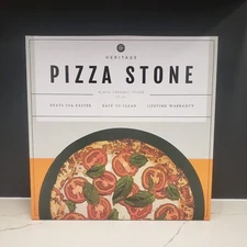 Heritage Products 15" Round Ceramic Non Stick Pizza Stone w/Wheel Cutter, Black