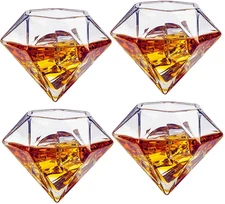 The Wine Savant Diamond Whiskey Scotch Bourbon or Wine Glasses Set of 4