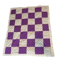 Baby Quilt Purple And White With Polka Dots 36  40  