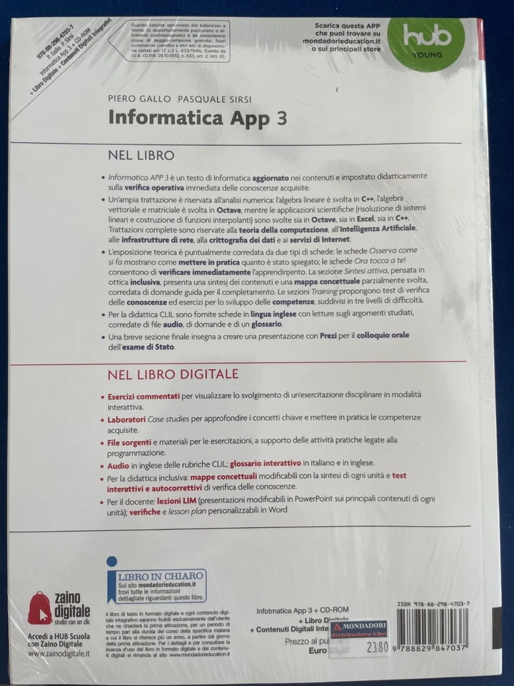 Informatica App 3 NUOVO + CD + Libro Digitale - ISBN 9788829847037 - Immagine 2 di 2