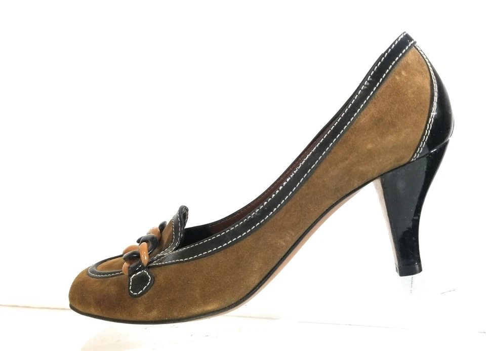 Moschino Cheap and Chic Women Pumps Brown Suede Chain High Heels Size 39.5 - Image 4 of 4