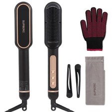 Negative Ionic Hair Straightener Brush with 9 Temp Settings Fast Heating