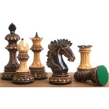 Alexandria Luxury Staunton Burnt Carving Chess Set- Chess Pieces Only - Triple W