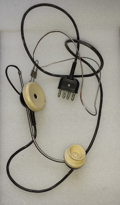 Vintage Headset Earphone Microphone Black-White Phone Exchange Equipment USSR