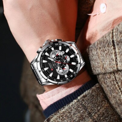 Men's Watches Stainless Steel Band Wristwatch Big Dial