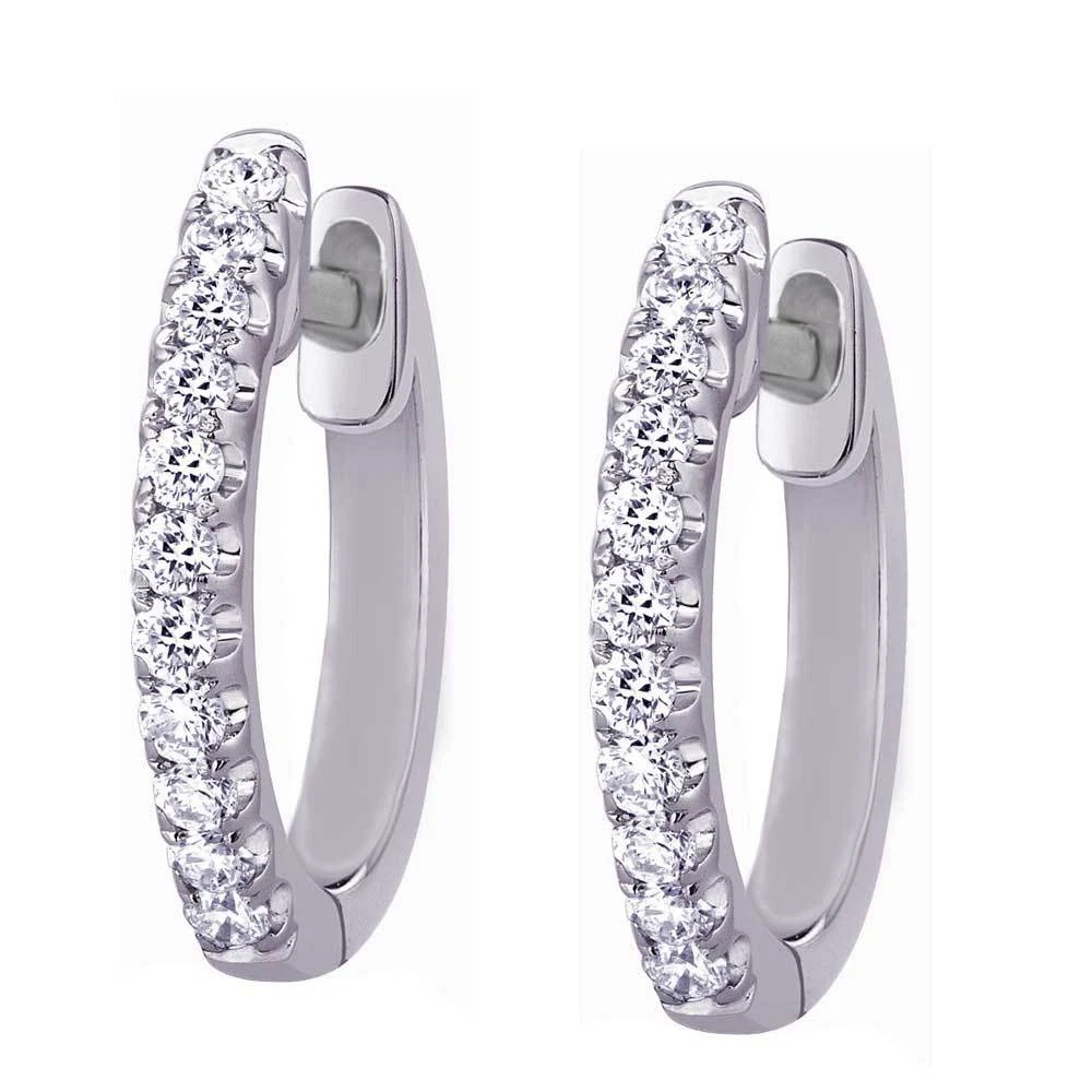Orecchini A Perno In Argento 925 Placcato Oro Bianco Con Zirconi A Goccia (1/2 Ct)