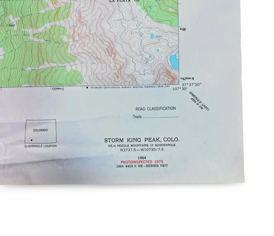 Topographic 1964 USGS Map Storm King Mountain Colorado - Image 2 of 2