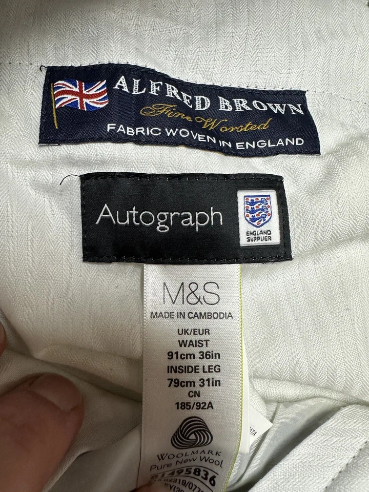 Para Hombres M&s Alfred Brown 36x28.5 Fino Worsted Autógrafo Gris Lana Inglaterra Foto 2 de 4