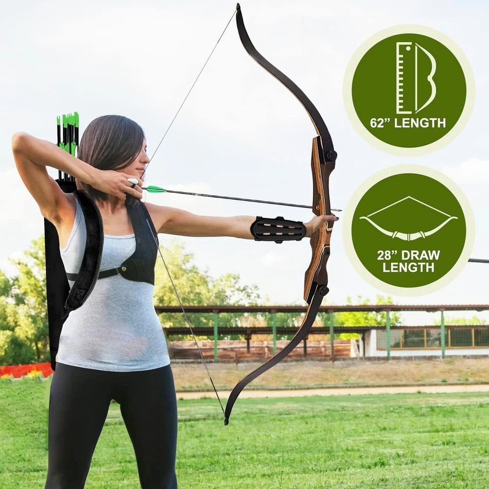 Samick Sage Takedown 62" Hunting Recurve Bow & Arrow 25-60lb Weight Right & Left - Image 2 of 4