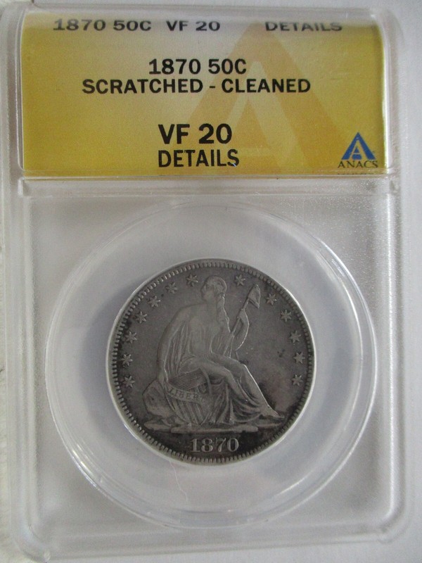1870 Seated 50c ANACS VF20 Details