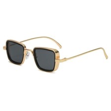 New Vintage Metal Steampunk Sunglasses Stylish Retro Men Women Square - Gold frm