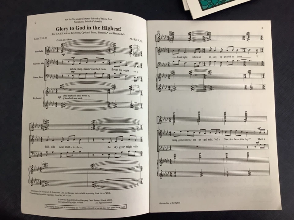 Gloria a Dios en el Coro Más Alto Música SATB por Allen Pote Coral Lote de 17 Foto 3 de 4