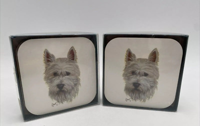 West Highland Terrier 2 Coaster Sets of 4 (8 Total) Signed