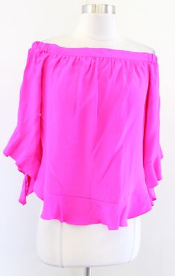 NWT Alice and Trixie Hot Pink Silk Off the Shoulder Flutter