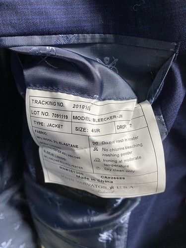 JOHN VARVATOS STAR USA Bleecker Micro-Check Slim Fit Anzugjacke, Navy, Größe 46R - Bild 8 von 9
