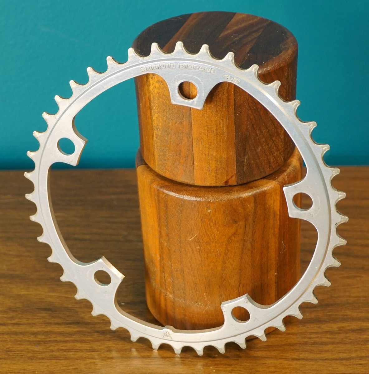 Bague chaîne vintage Shimano Biopace 42t bronze ano 130 BCD XT