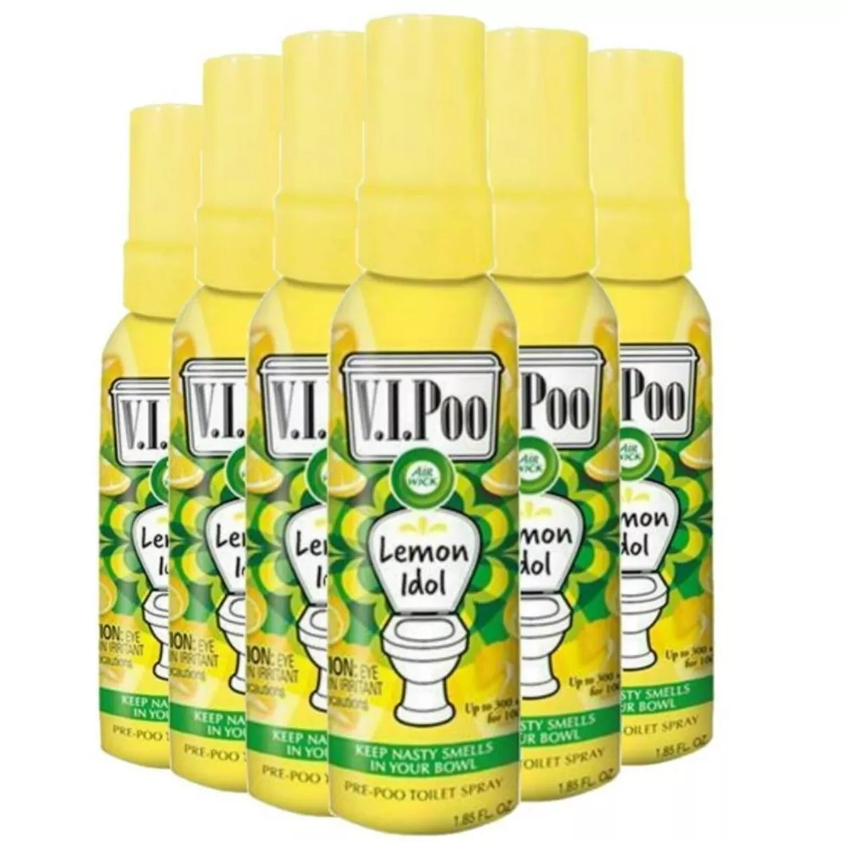 6 x Air Wick VIPoo Pre-Poo Toilet Spray Aerosol Air Freshener Lemon Idol  55ml