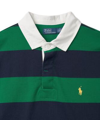 ■POLO RALPH LAUREN■ W Stripe Crop Jersey Rugby ShirtGreen Polo Ralph Lauren Women's Striped Cropped Jersey Rugby Shirt