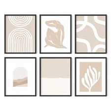 Boho Frame Wall Art - Set of 6 Matisse Poster, Abstract Art Wall Decor, Frame...