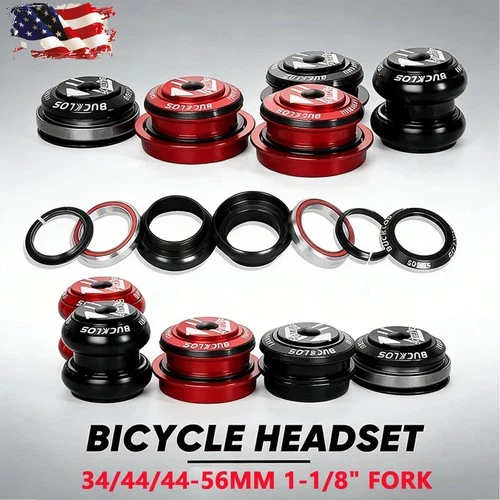 MTB Bike Headset 34/44/44-56mm 1-1/8" Straight/Tapered Fork Tube Sealed Bearings