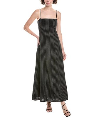 New, RAG & BONE Bianca Striped Linen-Blend Maxi Dress in Black Sz 4 #MD1465