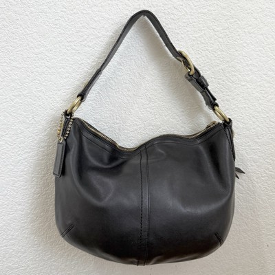 Vintage Y2K COACH F11838 Black Soft Pebbled Leather Hobo Shoulder