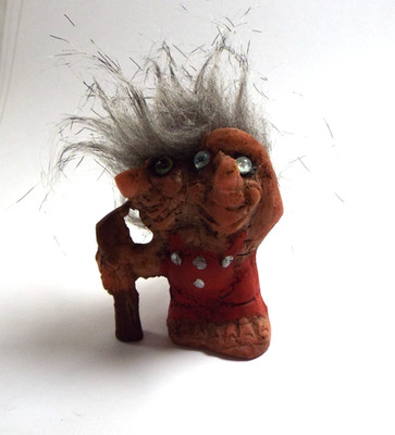 2-Headed Troll with Stick-Duende chico para negocio - Small Mexican troll 2 1/4''