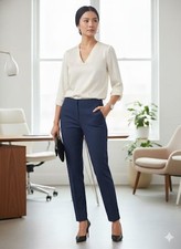 Ann Taylor Petite Signature Navy Blue Dress Pants Trousers - Size 6P