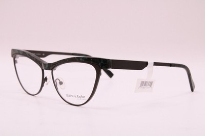 NEW BLAINE & TAYLOR BT4510 EMERALD BLUE BLACK AUTHENTIC EYEGLASSES 54-15