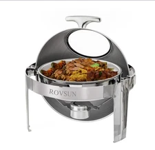 2 Packs Catering Stainless Steel Chafer Chafing Dish Buffet Set Roll Top 6 Quart