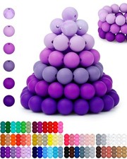 Bulk 160Pcs Silicone Beads, 12mm Round Beads For Pens, Crafts, Purple