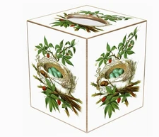 MARYE-KELLEY, "CATBIRD NEST" CUBED TISSUE BOX COVER, NEW
