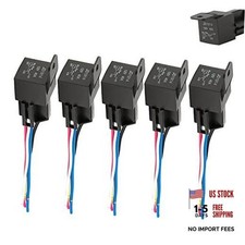5 Packs 40 Amp 12 V DC Waterproof Relay with Harness 5-PIN SPDT  Bosch Style